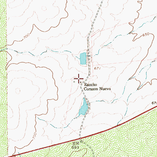 Topographic Map of Rancho Corazon Nuevo, TX