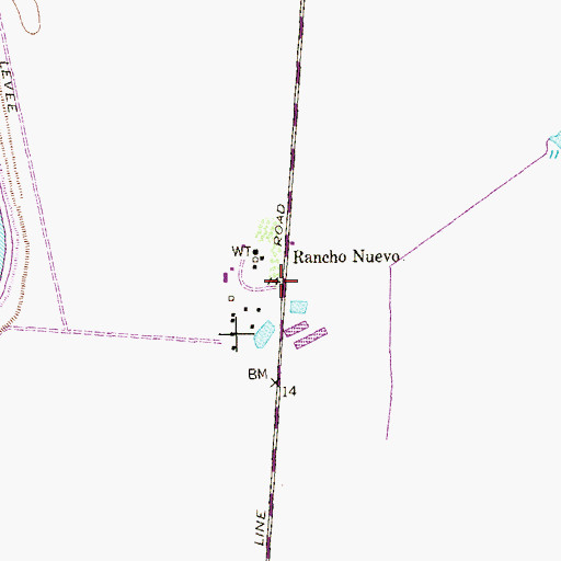 Topographic Map of Rancho Nuevo, TX
