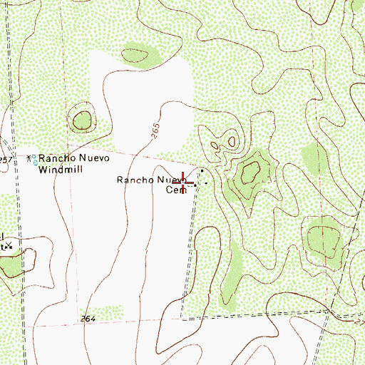 Topographic Map of Rancho Nuevo Cemetery, TX