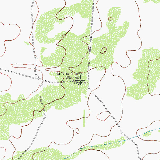 Topographic Map of Rancho Nuevo Windmill, TX