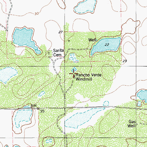 Topographic Map of Rancho Verde Windmill, TX
