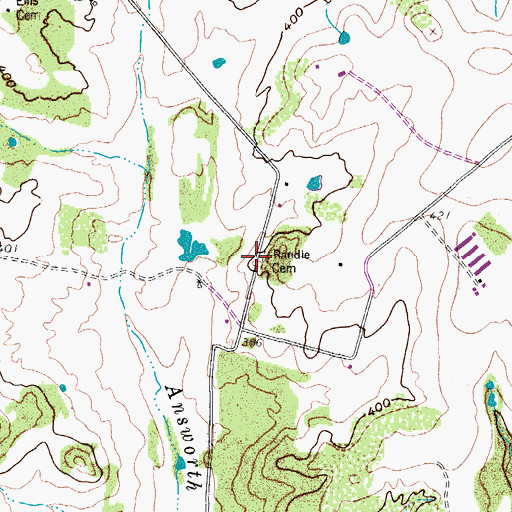 Topographic Map of Randle Cemetery, TX