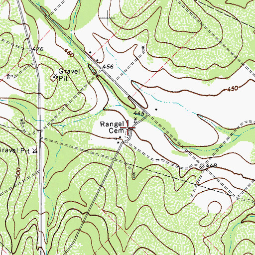 Topographic Map of Rangel Cemetery, TX