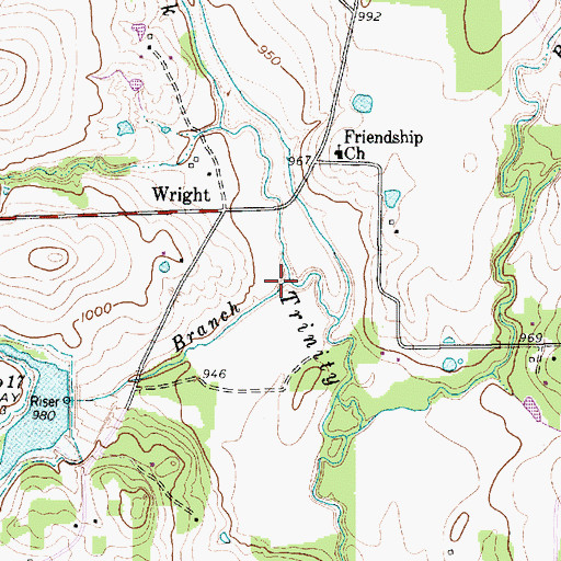 Topographic Map of Rankin Branch, TX