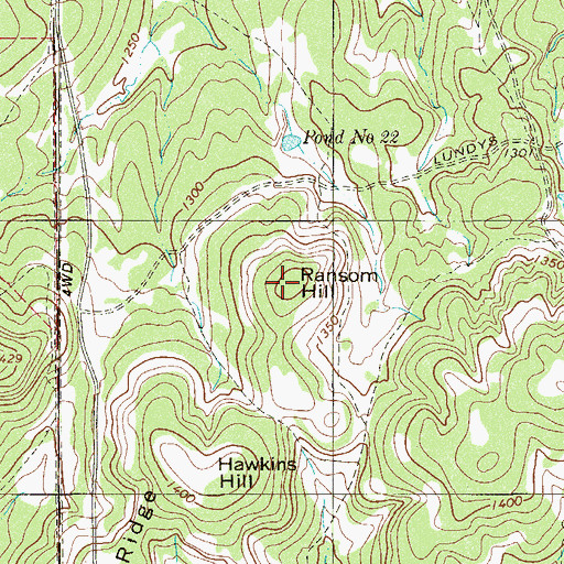 Topographic Map of Ransom Hill, TX