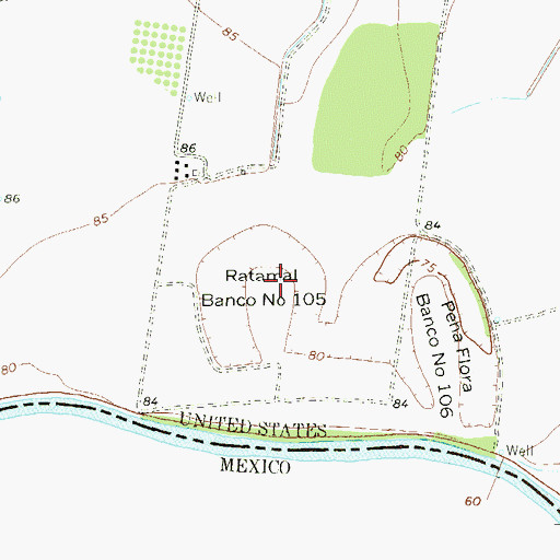Topographic Map of Ratamal Banco Number 105, TX