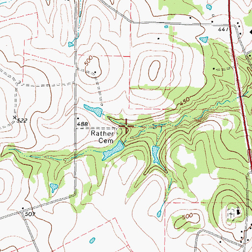 Topographic Map of Rather Cemetery, TX