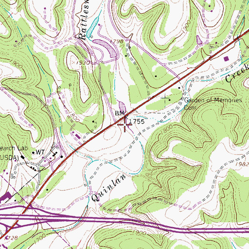 Topographic Map of Rattlesnake Creek, TX
