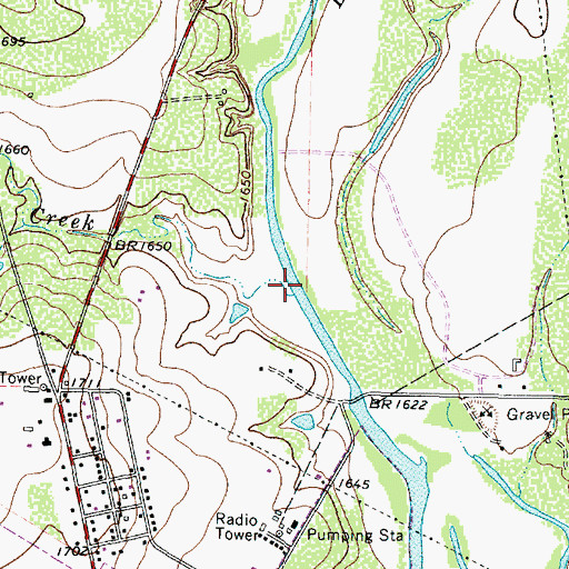 Topographic Map of Rattlesnake Creek, TX