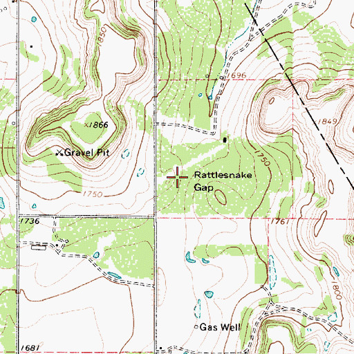 Topographic Map of Rattlesnake Gap, TX