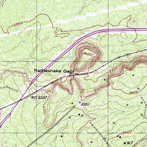 Topographic Map of Rattlesnake Gap, TX