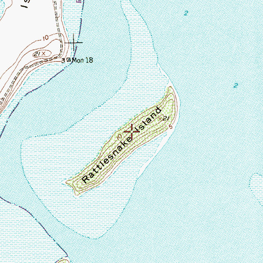 Topographic Map of Rattlesnake Island, TX