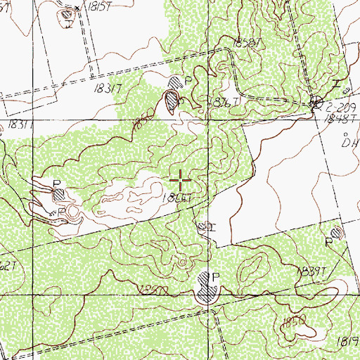 Topographic Map of Raven Creek Oil Field, TX