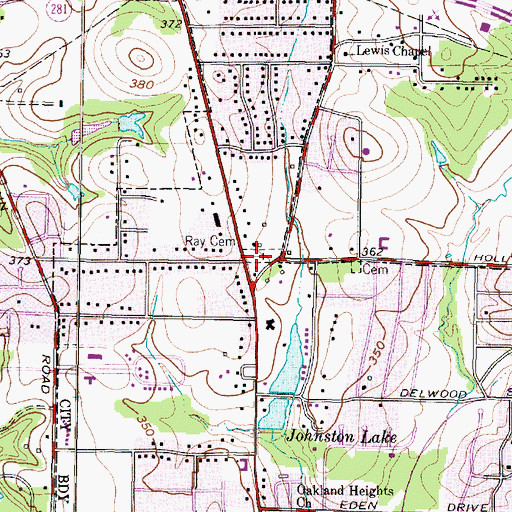 Topographic Map of Ray Cemetery, TX