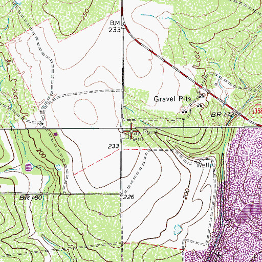 Topographic Map of Ray Point Cemetery, TX