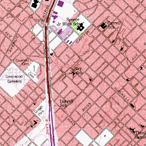 Topographic Map of Ray School, TX