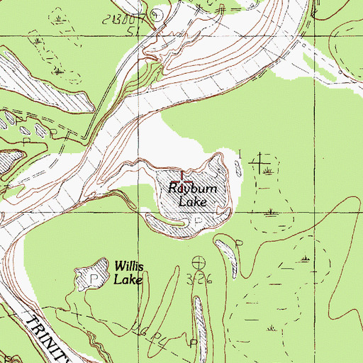 Topographic Map of Rayburn Lake, TX