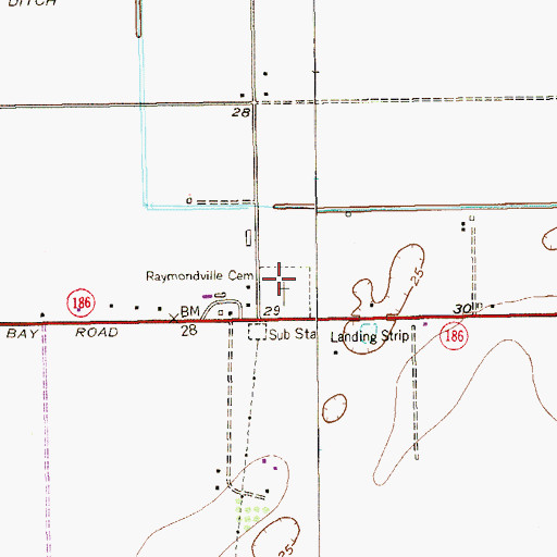 Topographic Map of Raymondville Cemetery, TX