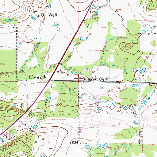 Topographic Map of Reagan Cemetery, TX