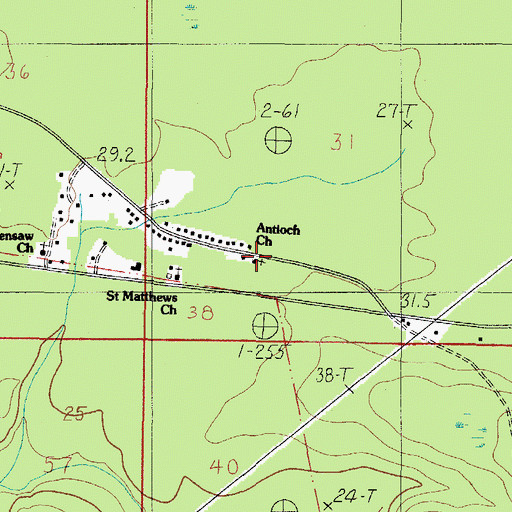 Topographic Map of Antioch Church, AL