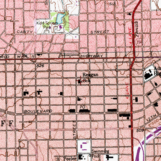 Topographic Map of Reagan School, TX