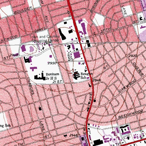 Topographic Map of Reagen School, TX