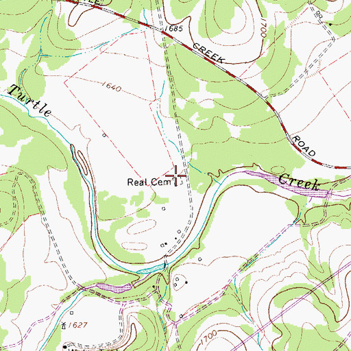 Topographic Map of Real Cemetery, TX