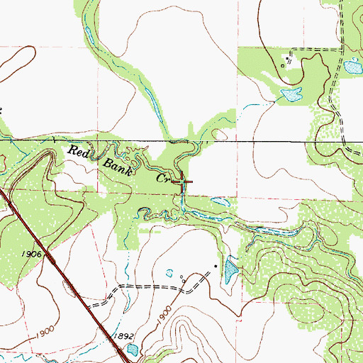 Topographic Map of Red Bank Creek, TX