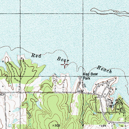 Topographic Map of Red Bear Reach, TX