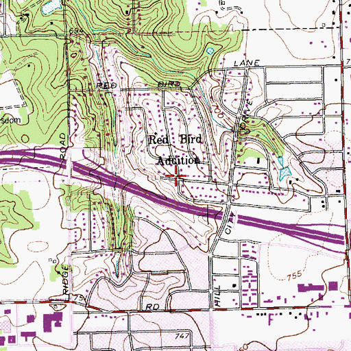 Topographic Map of Red Bird Addition, TX