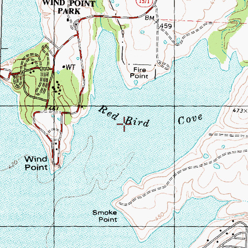 Topographic Map of Red Bird Cove, TX