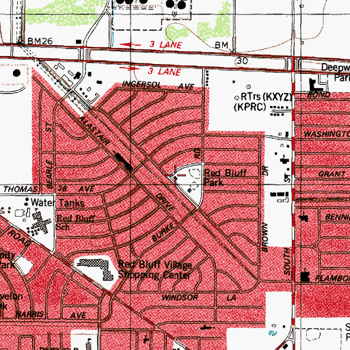 Topographic Map of Red Bluff Park, TX
