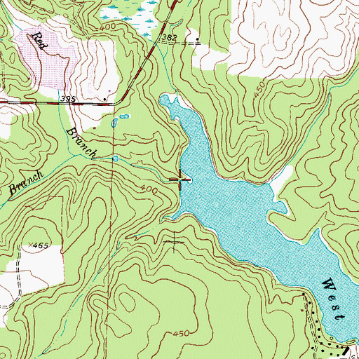 Topographic Map of Red Branch, TX