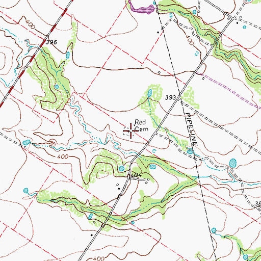 Topographic Map of Red Cemetery, TX