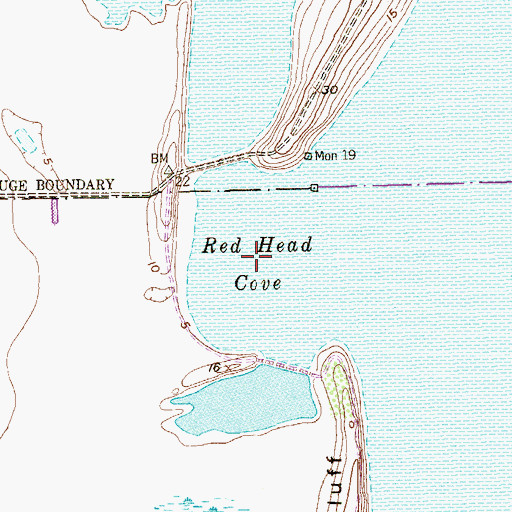 Topographic Map of Red Head Cove, TX