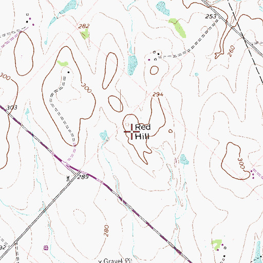 Topographic Map of Red Hill, TX
