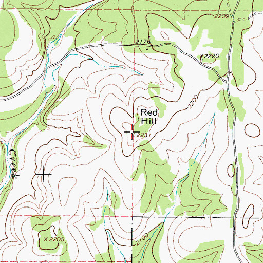 Topographic Map of Red Hill, TX