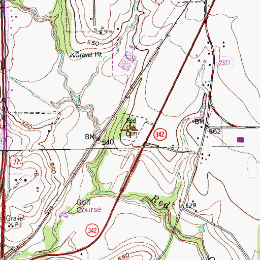 Topographic Map of Red Oak Cemetery, TX