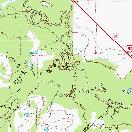 Topographic Map of Red Paint Creek, TX