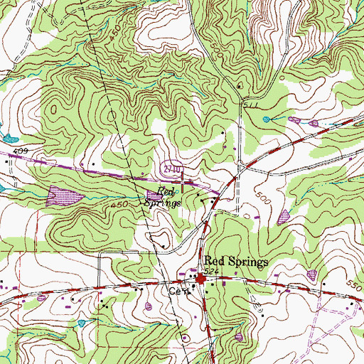 Topographic Map of Red Springs, TX