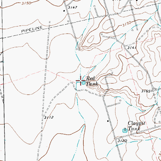 Topographic Map of Red Tank, TX