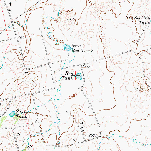 Topographic Map of Red Tank, TX