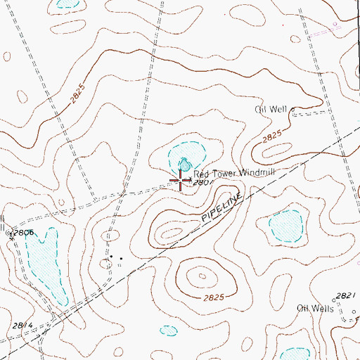 Topographic Map of Red Tower Windmill, TX