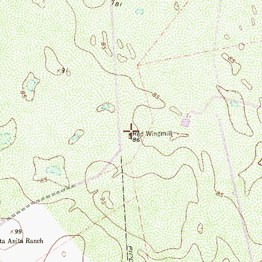 Topographic Map of Red Windmill, TX