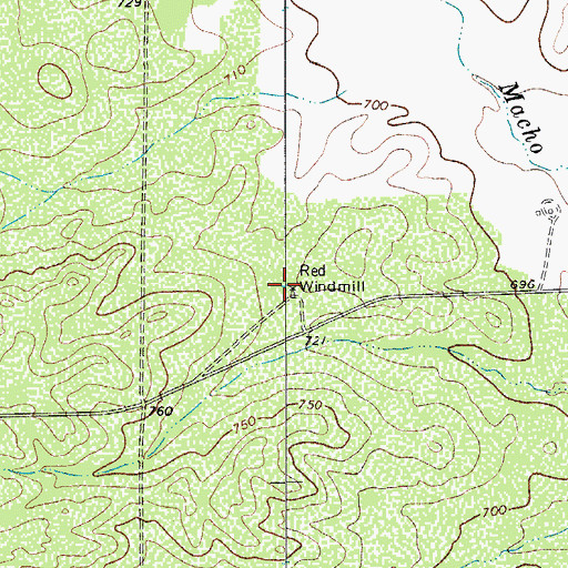 Topographic Map of Red Windmill, TX