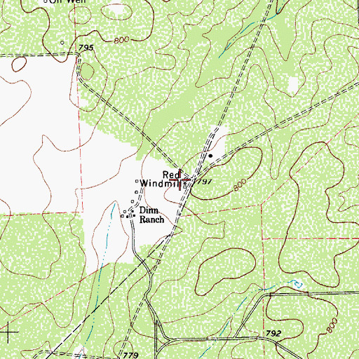Topographic Map of Red Windmill, TX