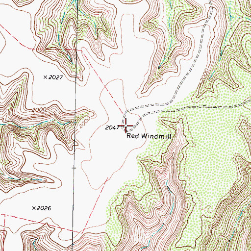 Topographic Map of Red Windmill, TX