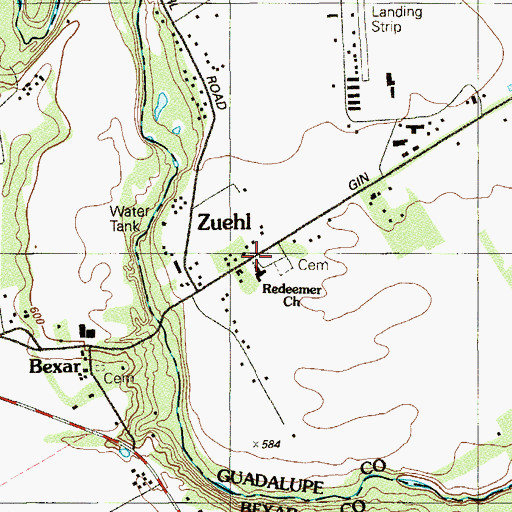 Topographic Map of Redeemer Church, TX