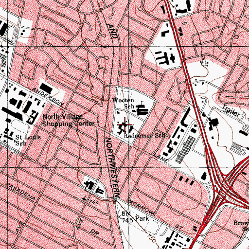 Topographic Map of Redeemer Lutheran School, TX