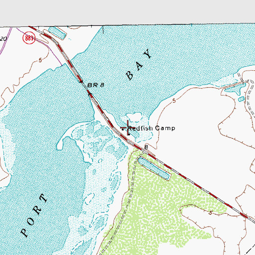 Topographic Map of Redfish Camp, TX